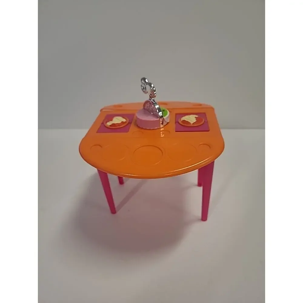 Barbie 2010 Dinner Desert Dining Table Pink Orange Drop Leaf Mattel